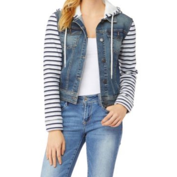 Wallflower Jean Striped Sweatshirt Hoodie Jacket Juniors XL Dreamer Fit Gorpcore - Picture 5 of 6